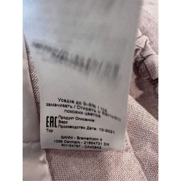 Ganni Women's Light Lilac Hemp Lined Tube Strapless Cropped Top Size 40 NWOT - Picture 13 of 14